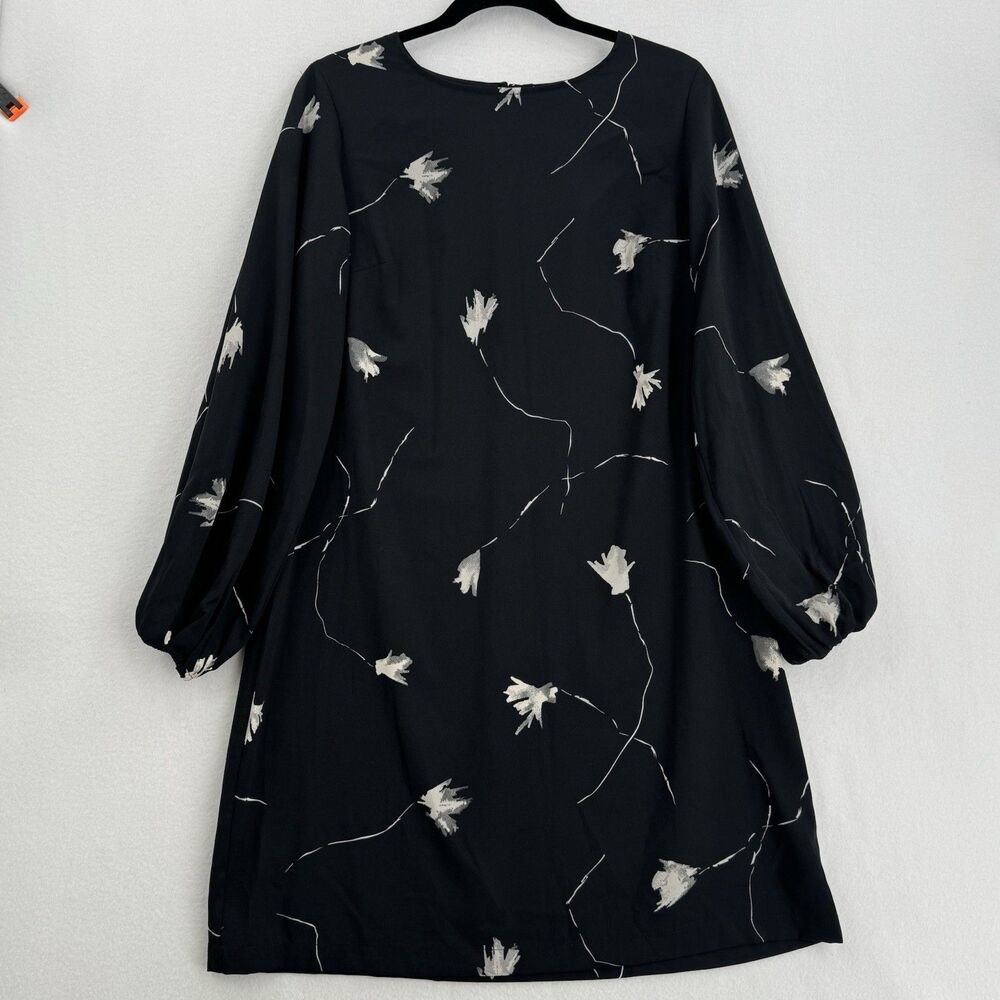 A New Day Dress Womens Medium Black Floral Balloon Sleeve Shift NWT Target